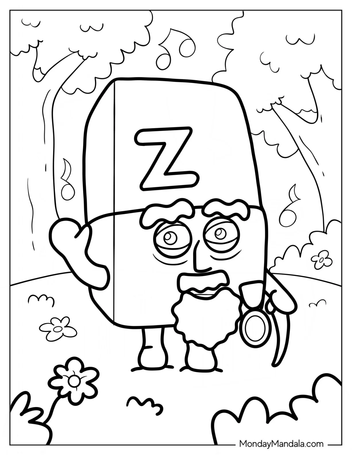 Grandpa Alphablock Coloring Page Z coloring page