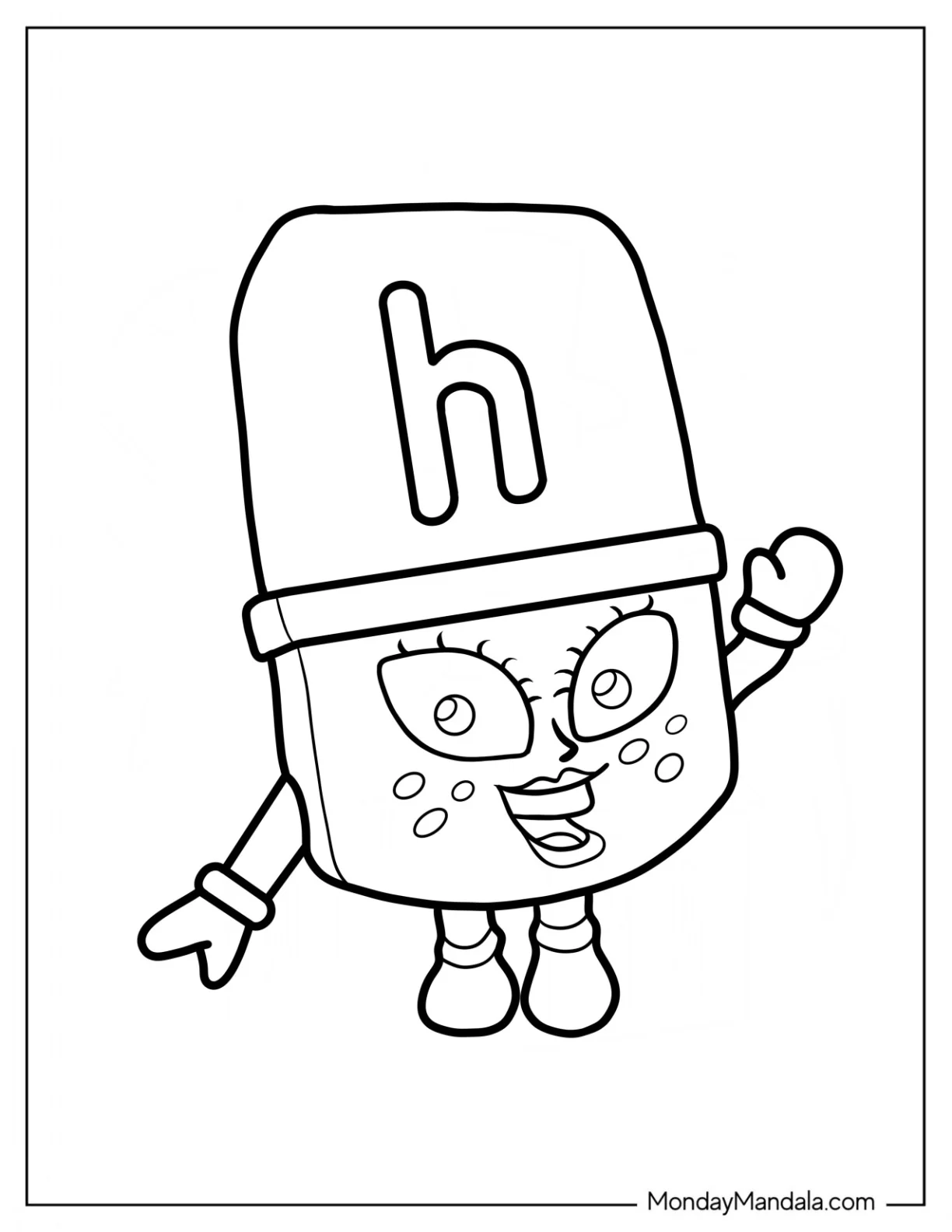 Happy Alphablock Coloring Page H Waving For Kids coloring page