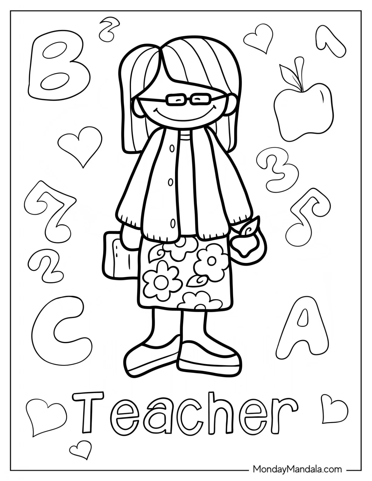 Happy Teacher Community Helpers Coloring Page coloring page