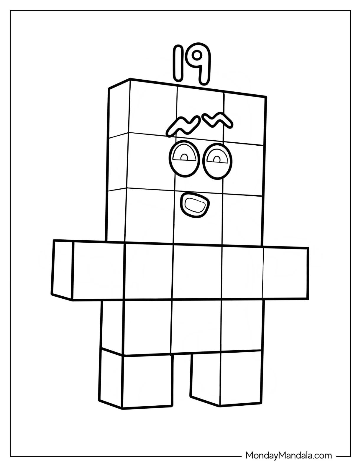 Easy Numberblocks Coloring Page 19 coloring page