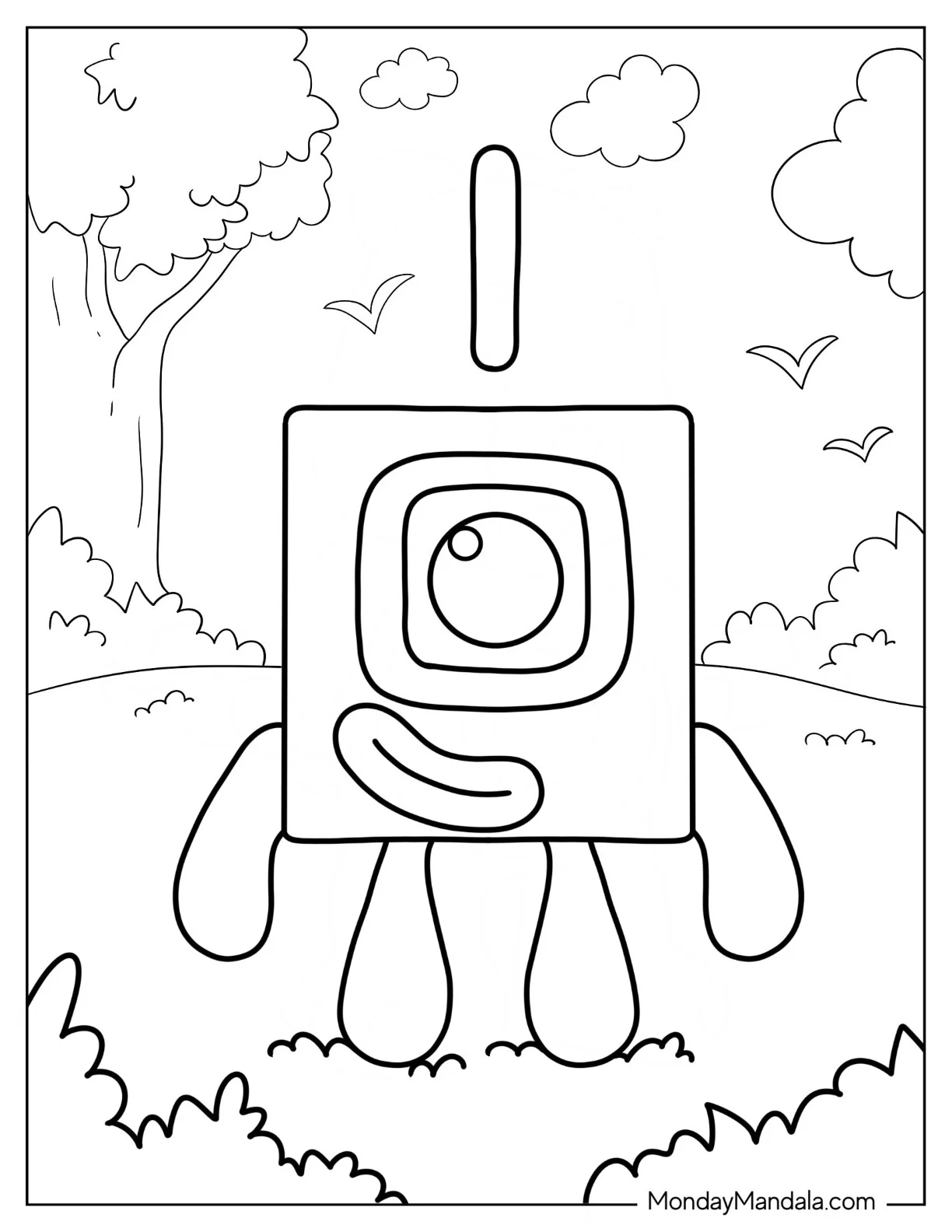 Kawaii Numberblocks Coloring Page 1 For Preschoolers coloring page