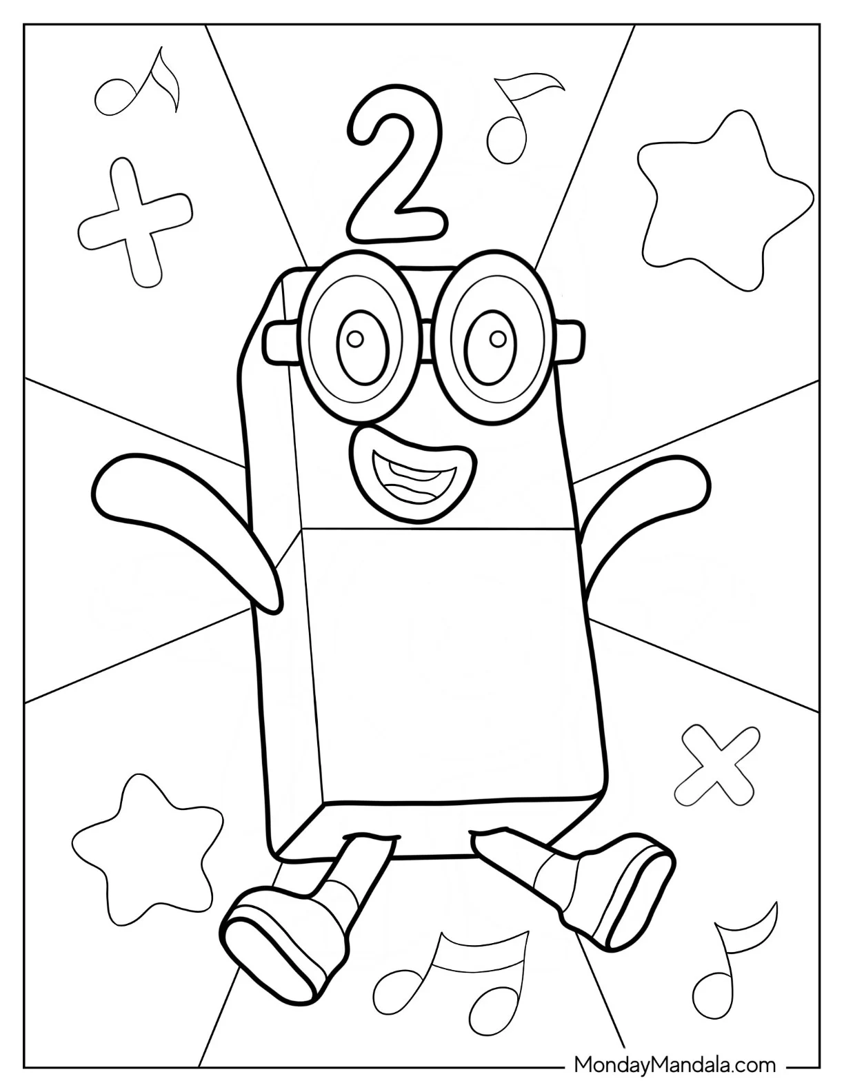 Numberblocks Coloring Page 2 Jumping coloring page