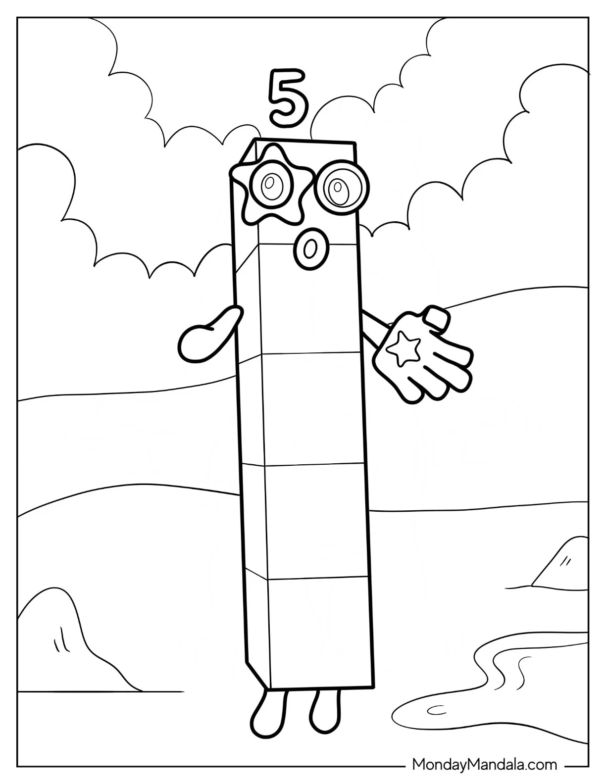 Numberblocks Coloring Page 5 Dancing coloring page