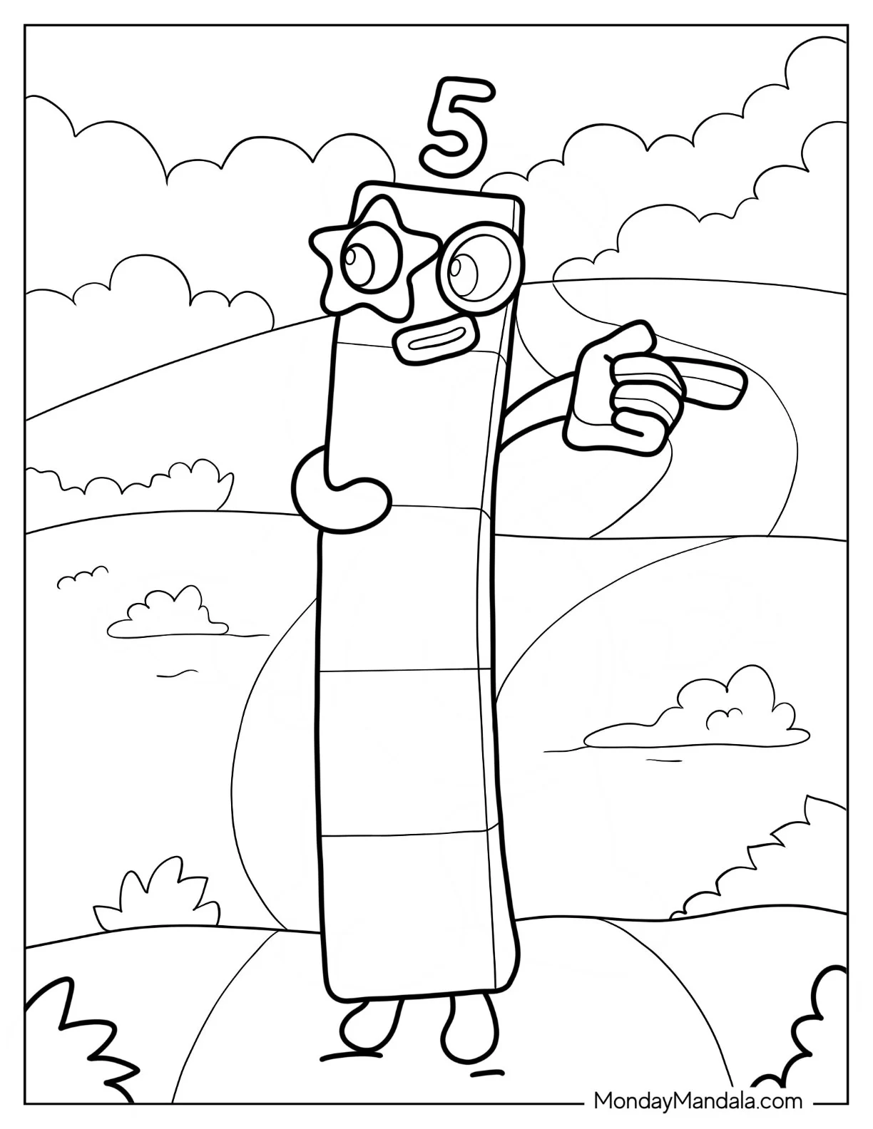 Numberblocks Coloring Page 5 Pointing coloring page