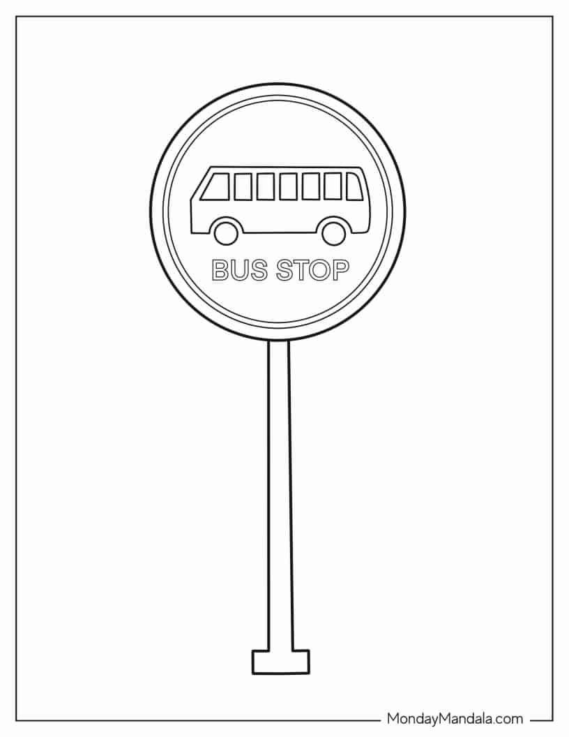 Bus Stop Sign To Color coloring page