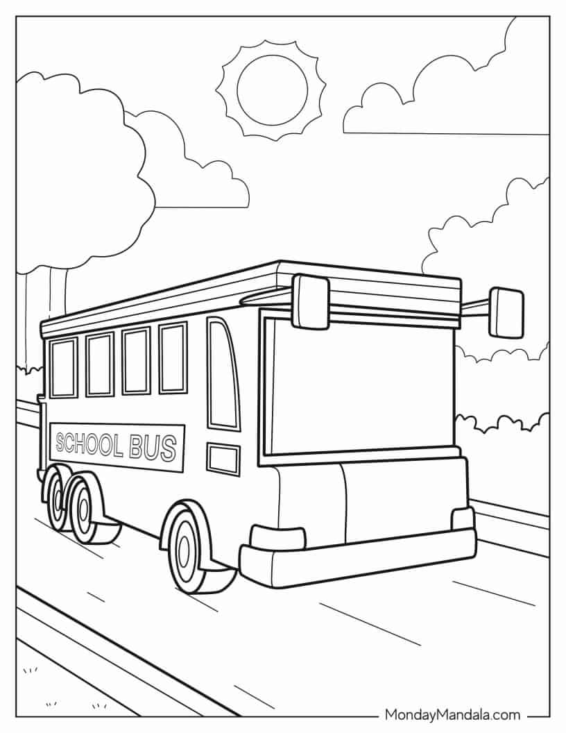 Modern School Bus Coloring Page coloring page