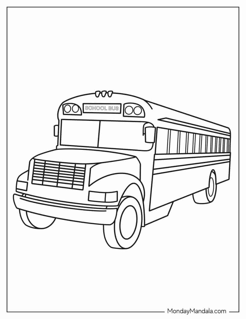 Simple Outline Of School Bus For Preschoolers coloring page