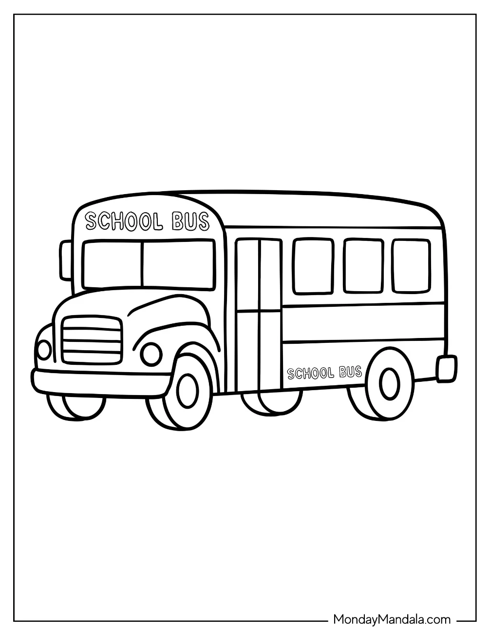 Small School Bus Coloring Page Outline For Preschoolers coloring page