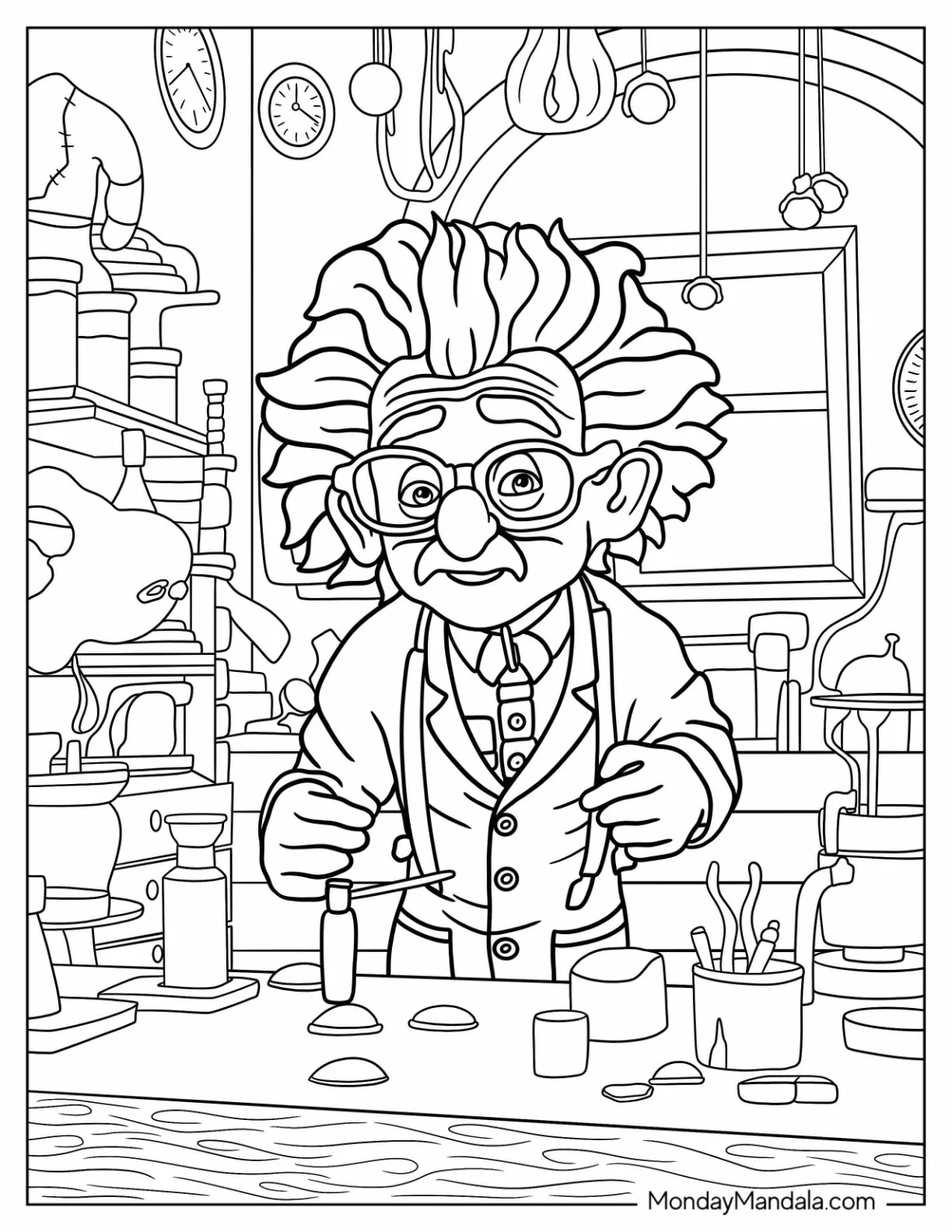 Albert Einstein Performing Laboratory Science Coloring Page Of Experiment coloring page