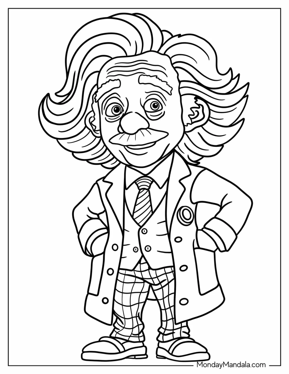 Science Coloring Page Of Chibi Albert Einstein For Kids coloring page