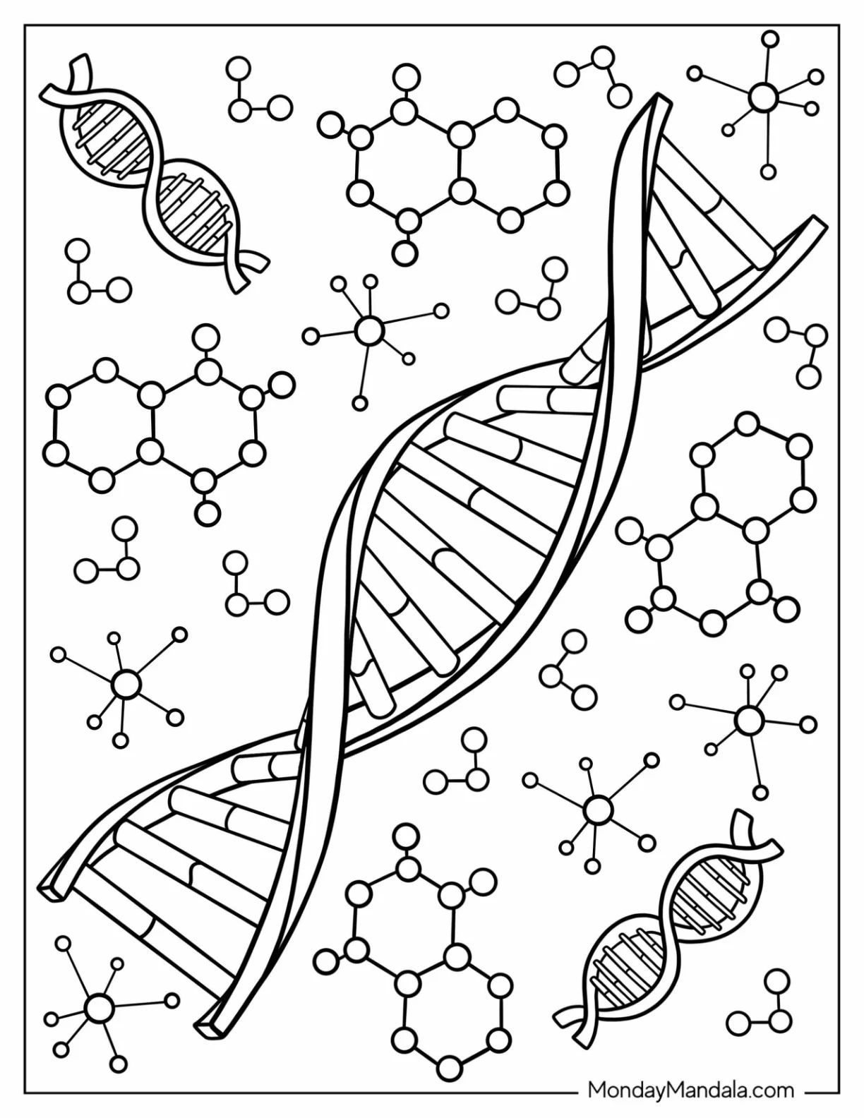 Science Coloring Page Of DNA Strands coloring page
