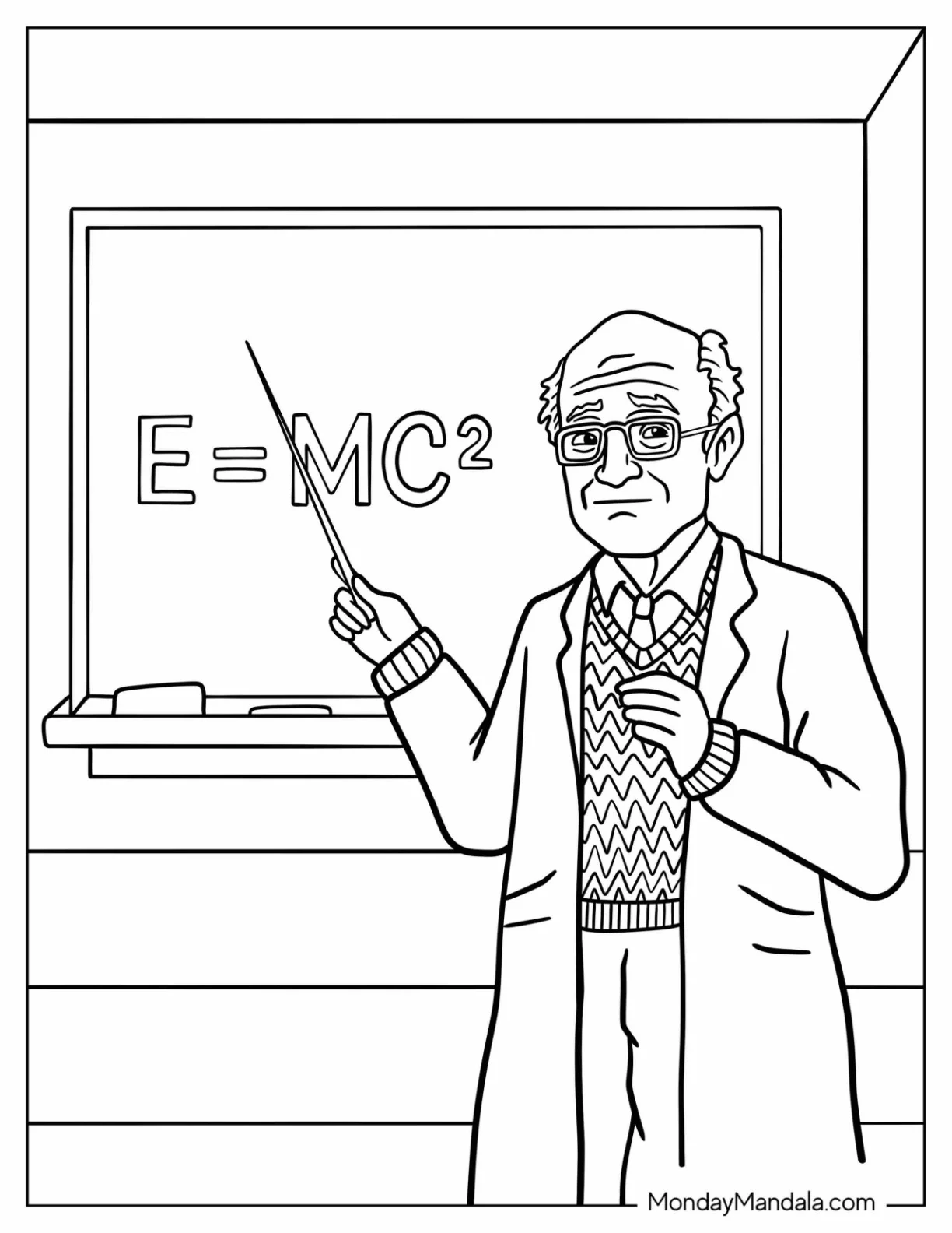 Science Coloring Page Of Professor Teaching Theory Of Relativity coloring page