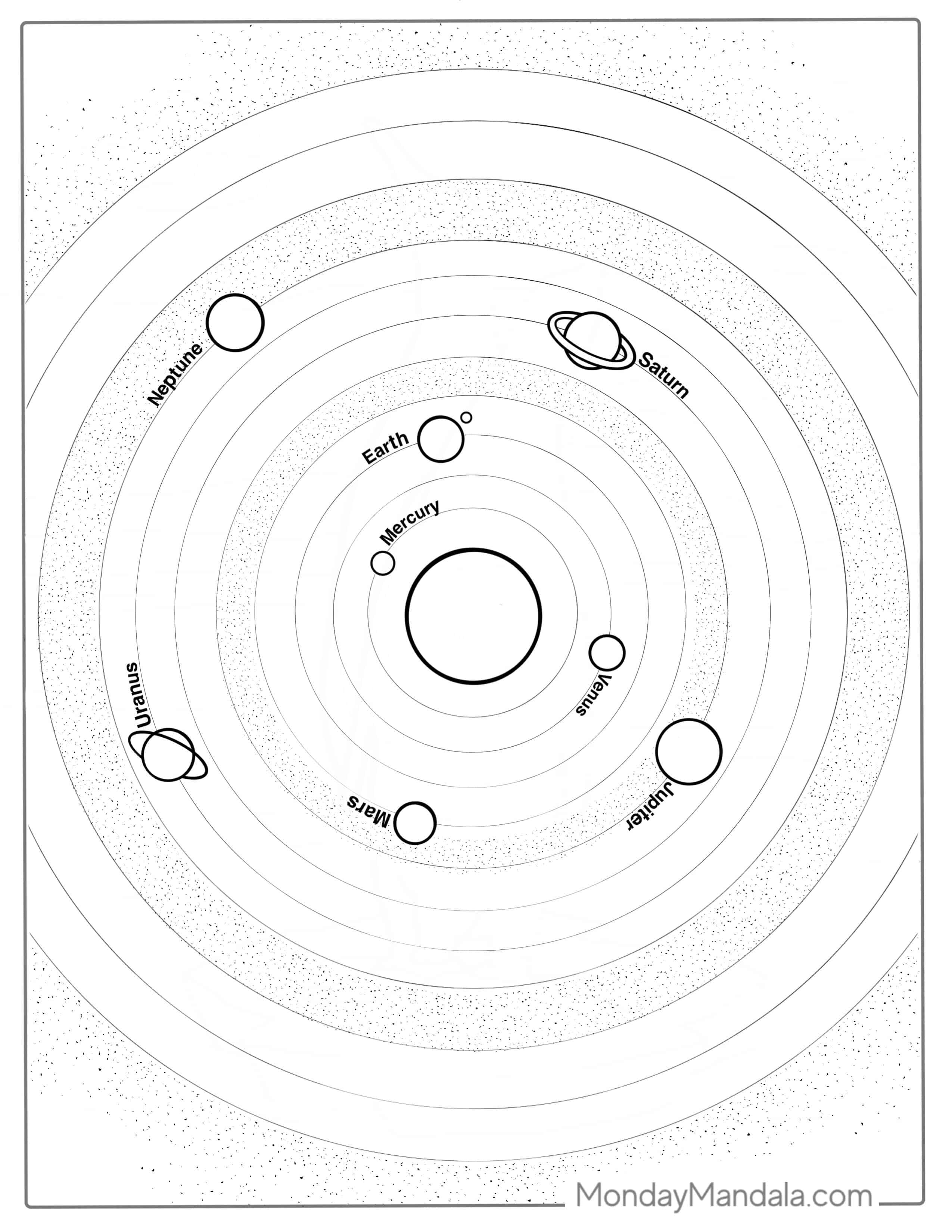 Birds Eye View Of Solar System Coloring Page coloring page