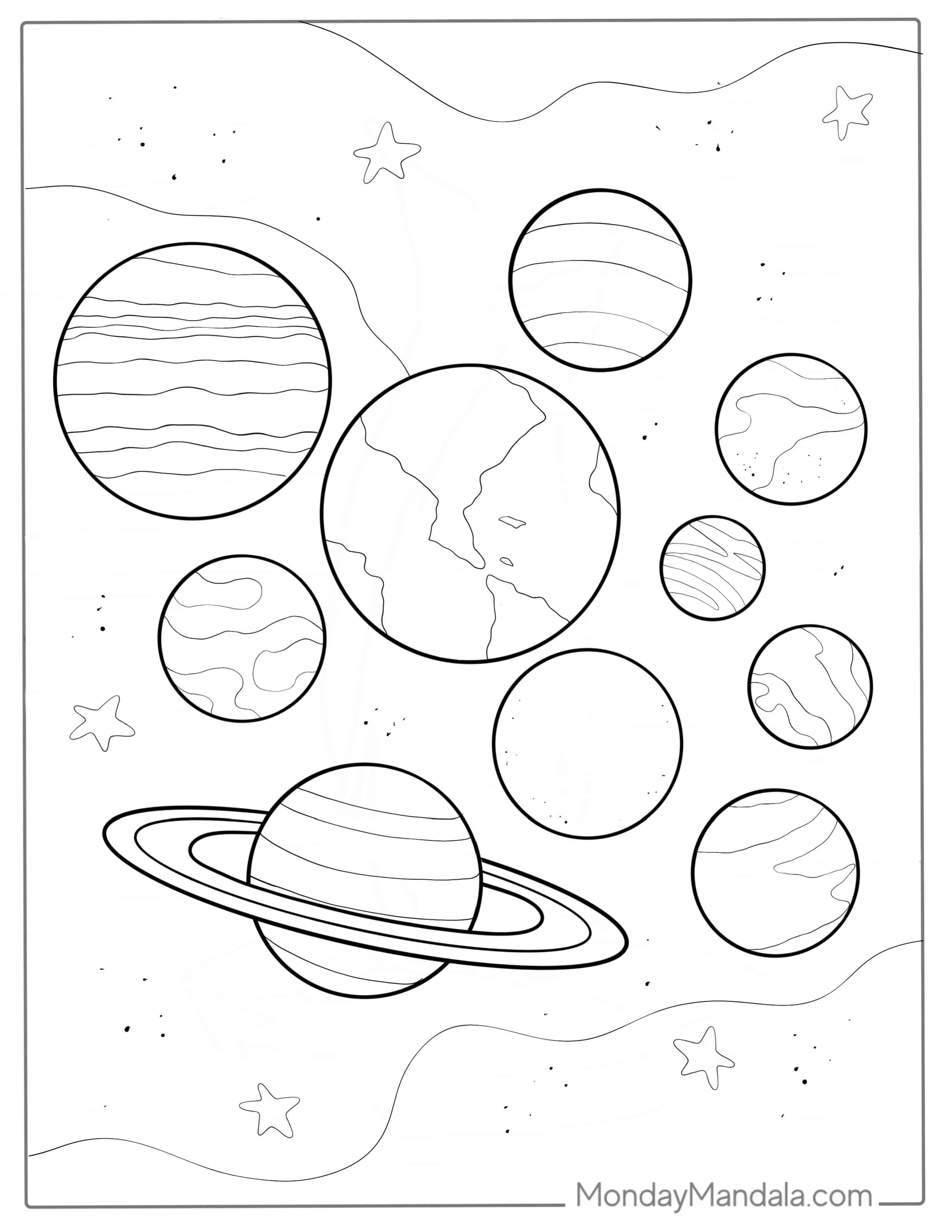 Detailed Planets In The Solar System coloring page