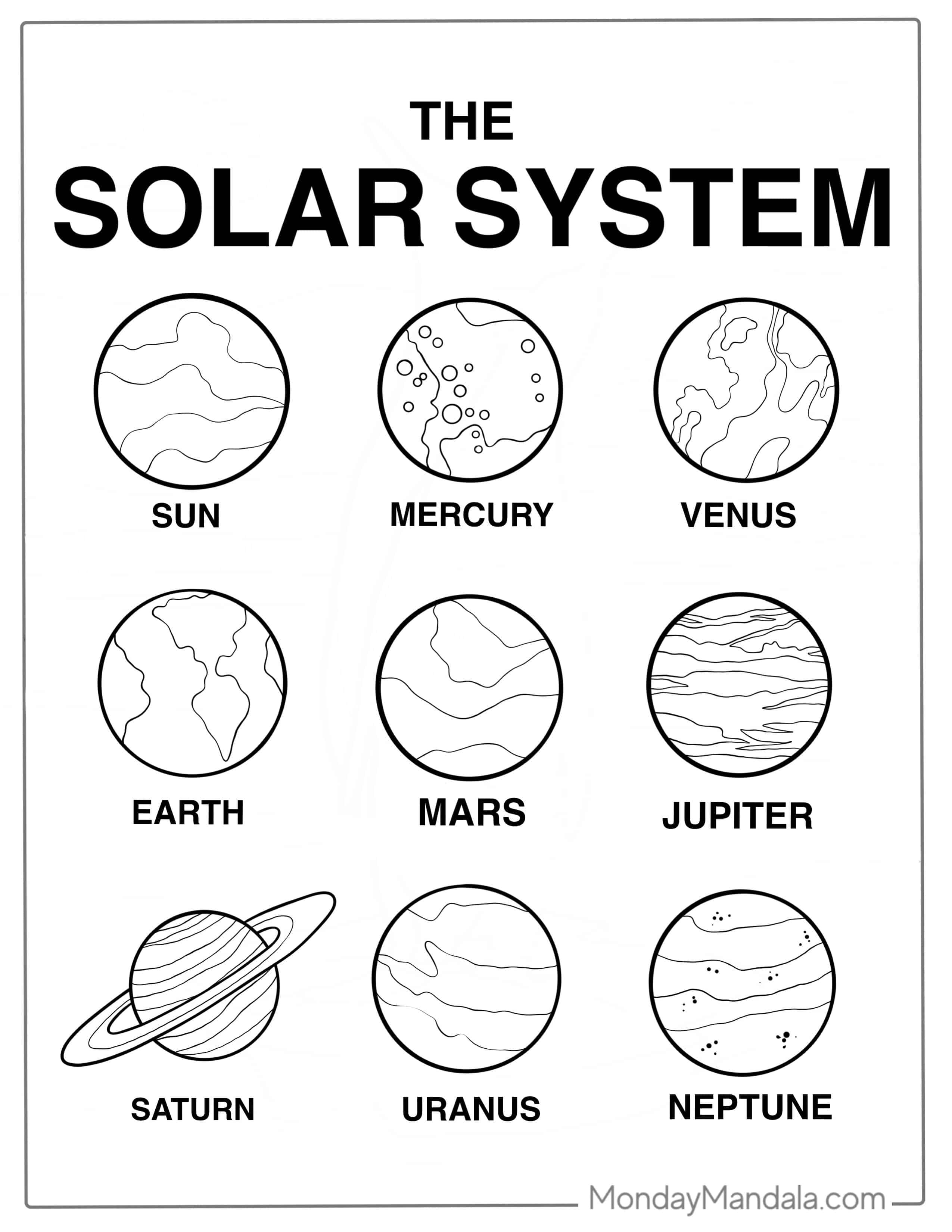 Planets In The Solar System To Color coloring page