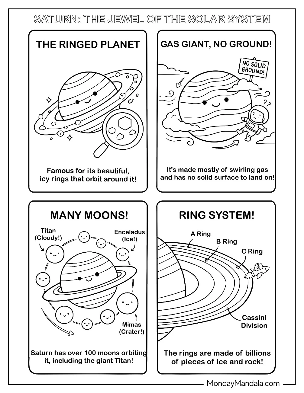Saturn the Jewel of the Solar System Coloring Page for Kids coloring page