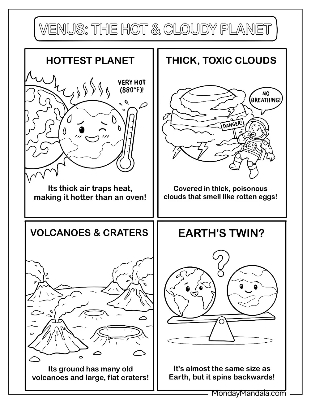 Solar System Coloring Page of Facts About Venus the Hot and Cloudy Planet coloring page