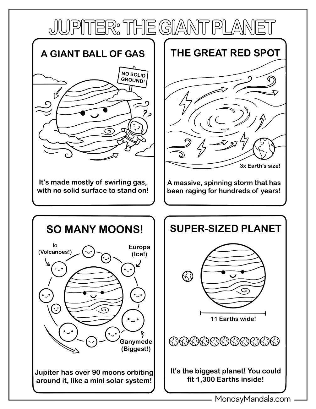 Solar System Coloring Page of Jupiter the Giant Planet coloring page
