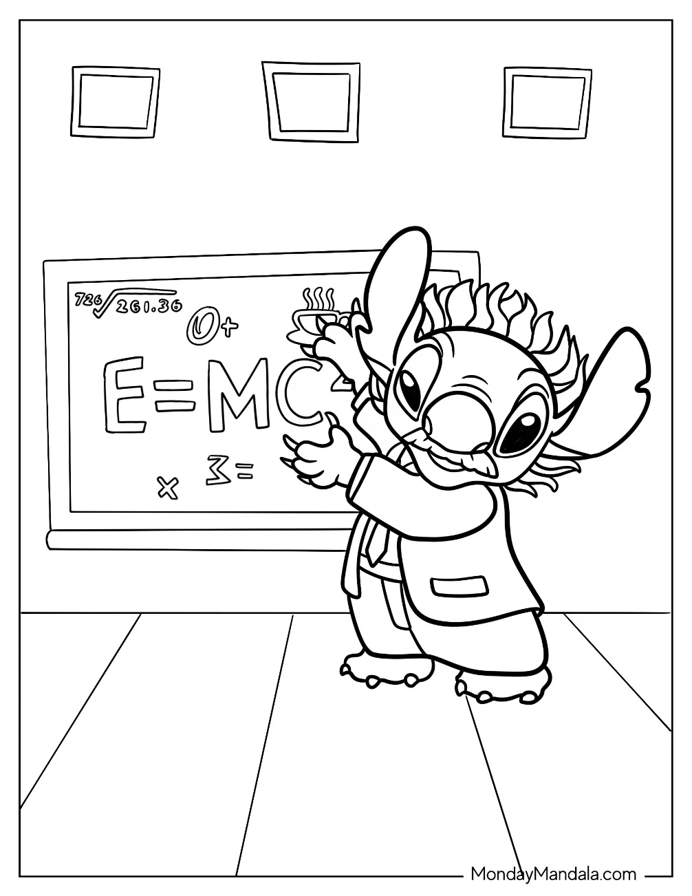 Teacher Coloring Pages Of Einstein Stitch Teaching Physics For Kids coloring page — printable line art