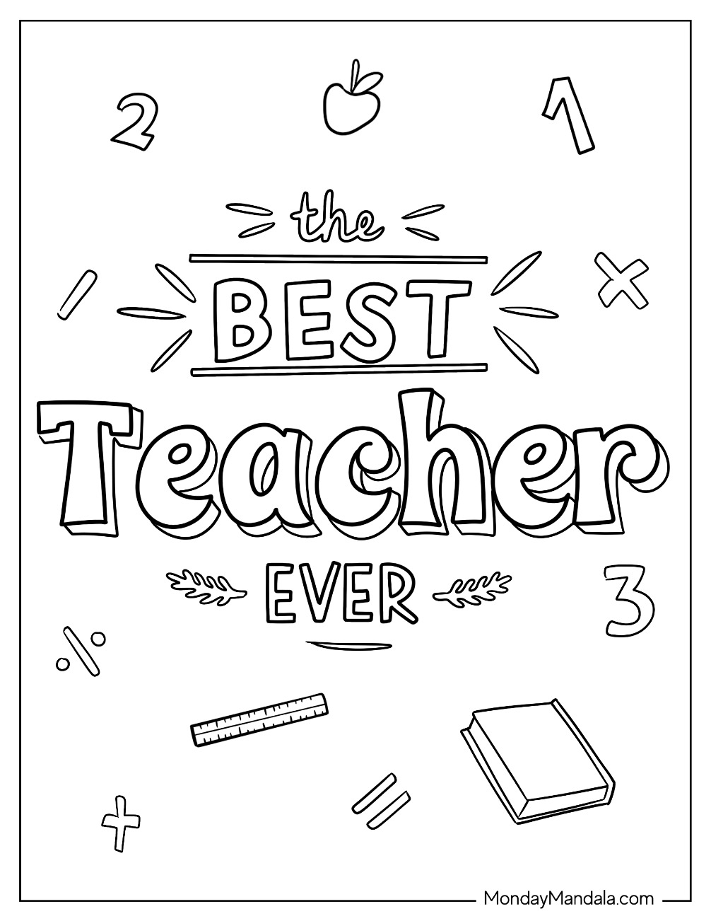 Teacher Coloring Pages Of The Best Teacher Ever Words coloring page