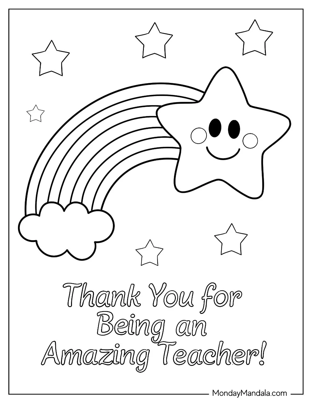 Thank You For Being An Amazing Teacher Coloring Pages Of Words With Star coloring page