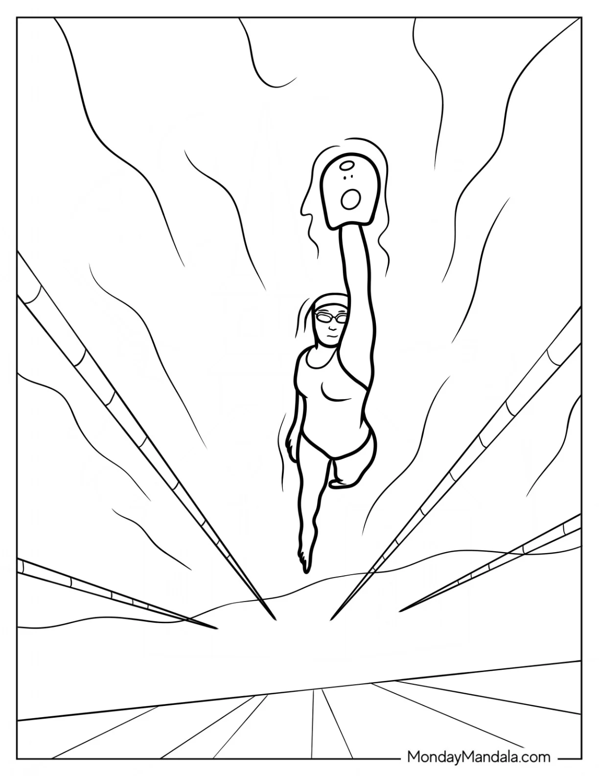 Swimming Coloring Page  Of Competitive Swimmer Racing coloring page