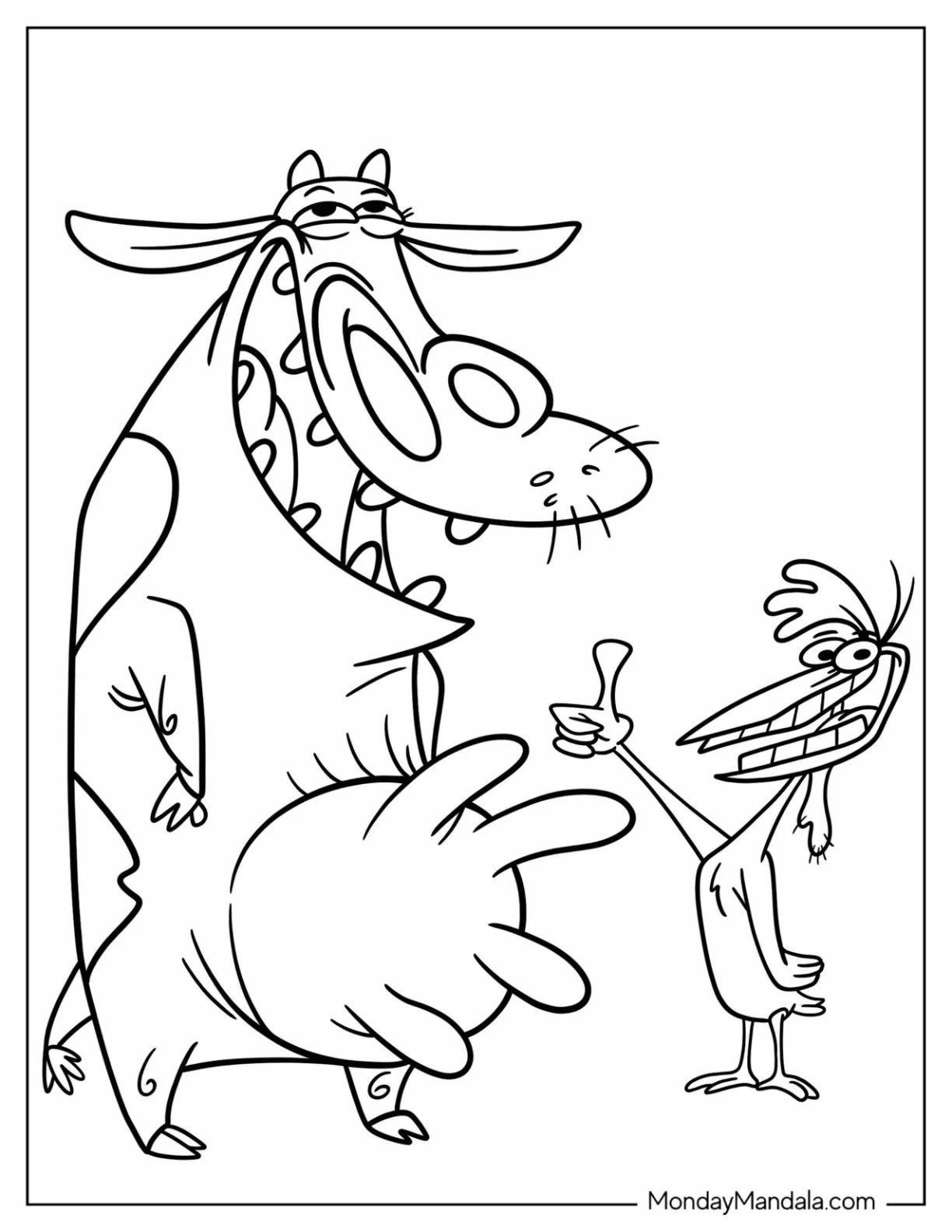 Cartoon Network Coloring Page of Cow And Chicken For Kids coloring page