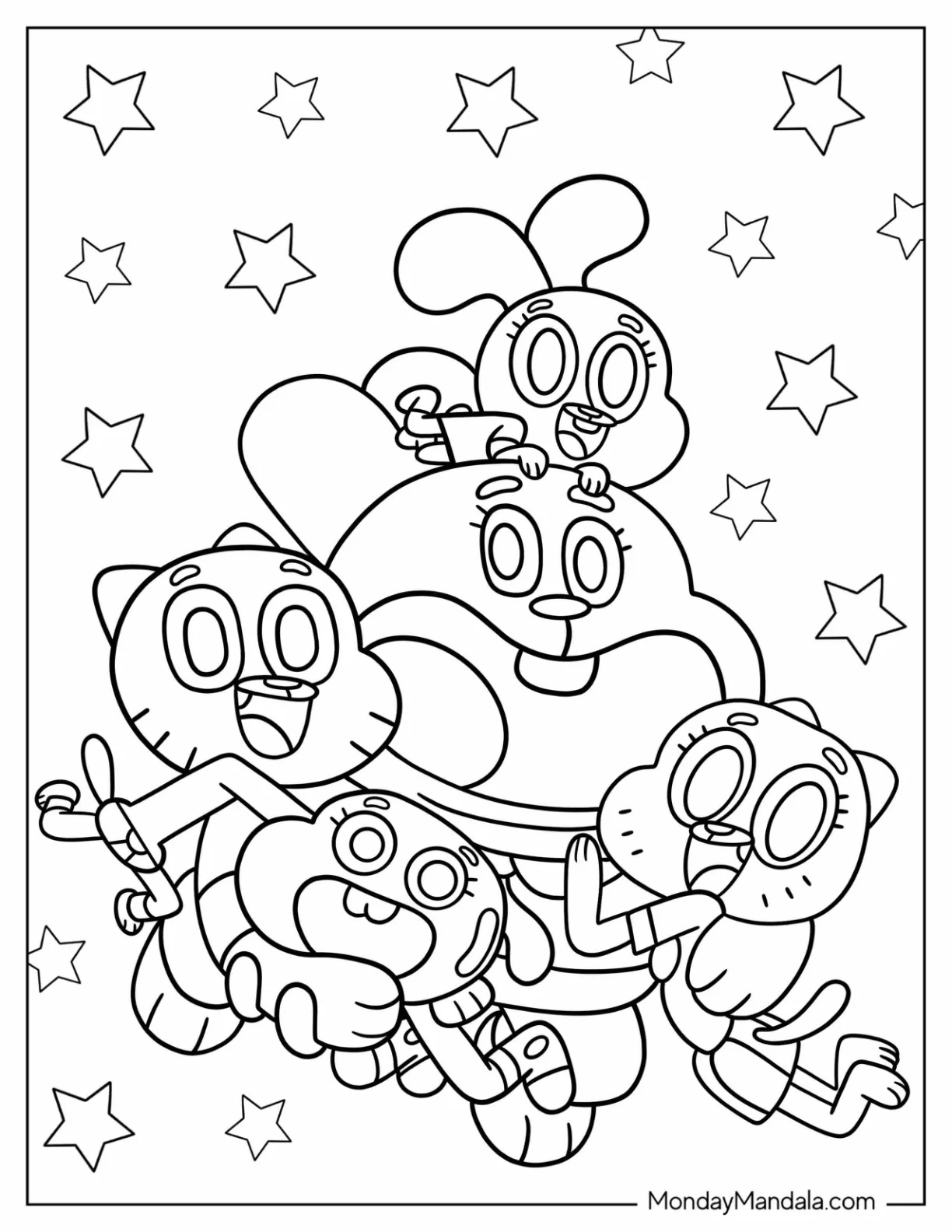 Cartoon Network Coloring Page of Kawaii The Amazing World of Gumball For Kids coloring page — printable line art