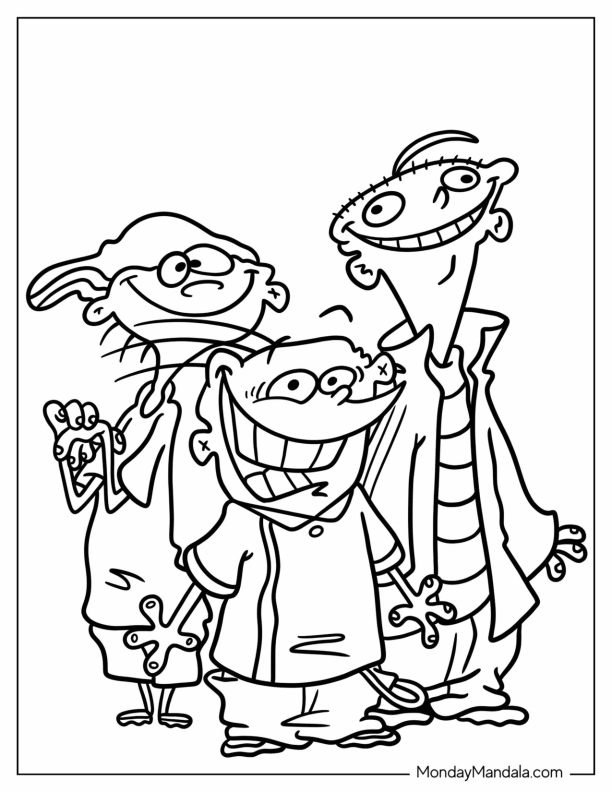 Easy Outline Of Cartoon Network Coloring Page of Ed, Edd, N Eddy coloring page