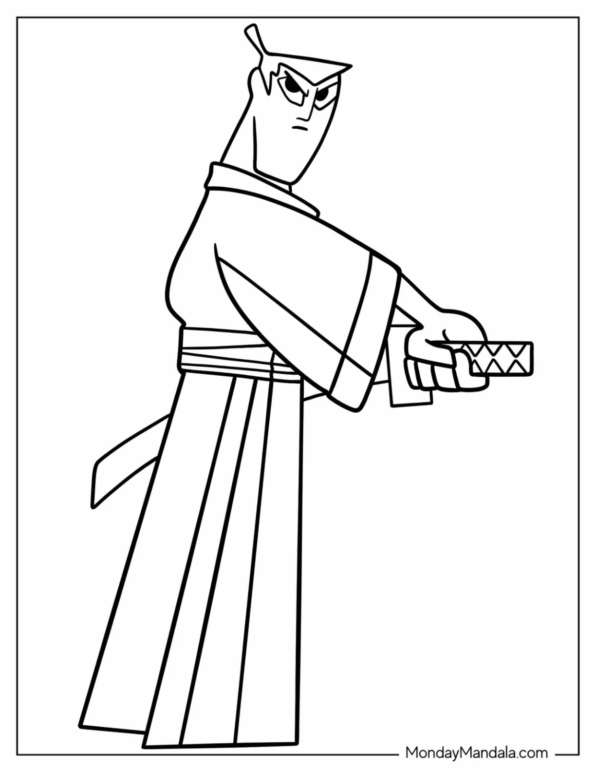 Simple Cartoon Network Coloring Page of Samurai Jack For Kids coloring page