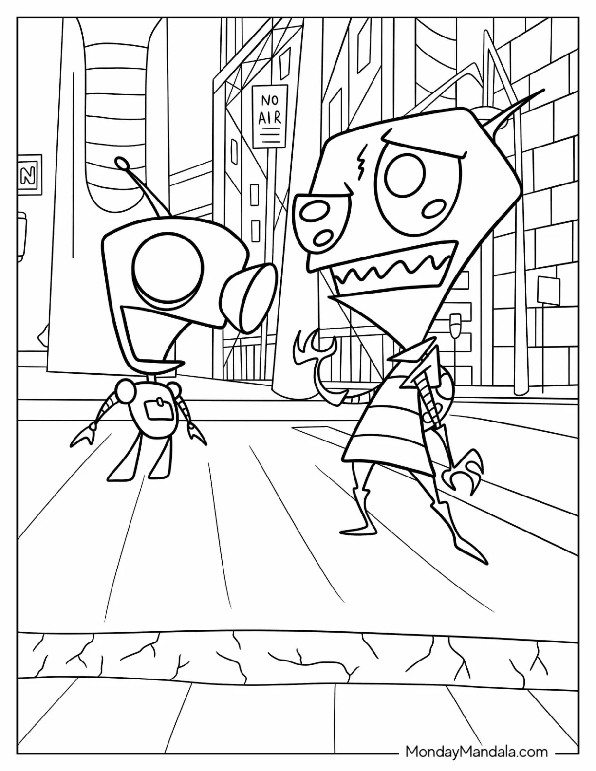 Nickelodeon Coloring Page Of Detailed Invader Zim coloring page