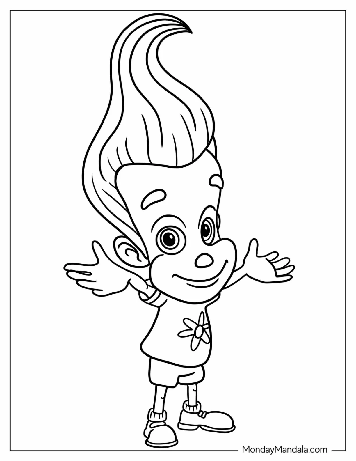 Nickelodeon Coloring Page Of Easy Jimmy Neutron For Preschoolers coloring page — printable line art