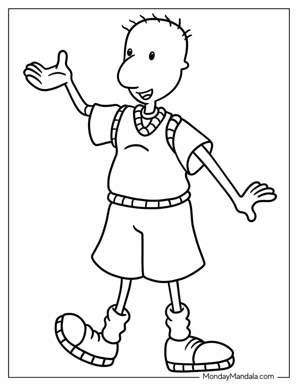 Nickelodeon Coloring Page Of Easy Outline Of Doug Funnie For Kids coloring page