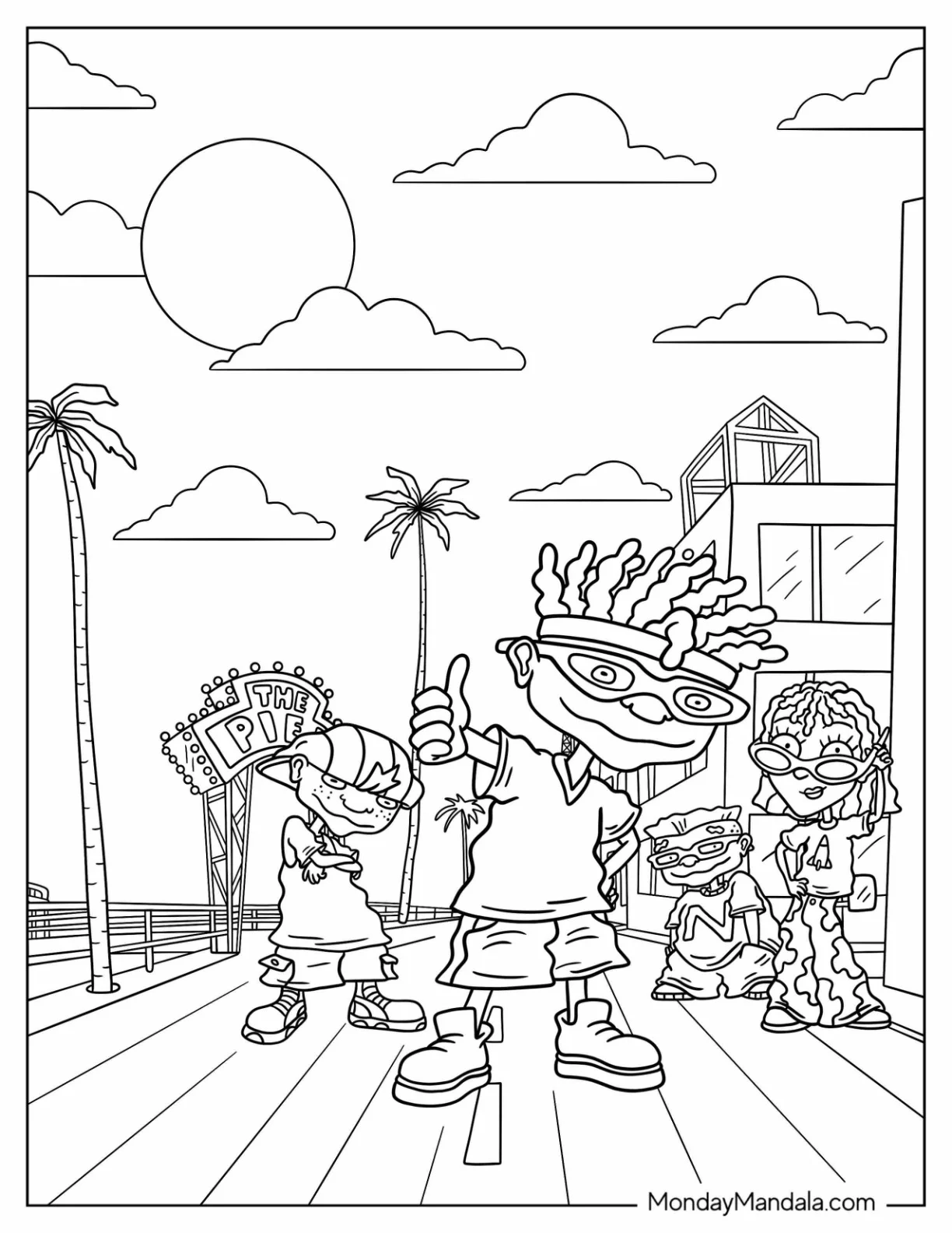 Nickelodeon Coloring Page Of Rocket Power Otto, Regina, Sam, And Maurice coloring page