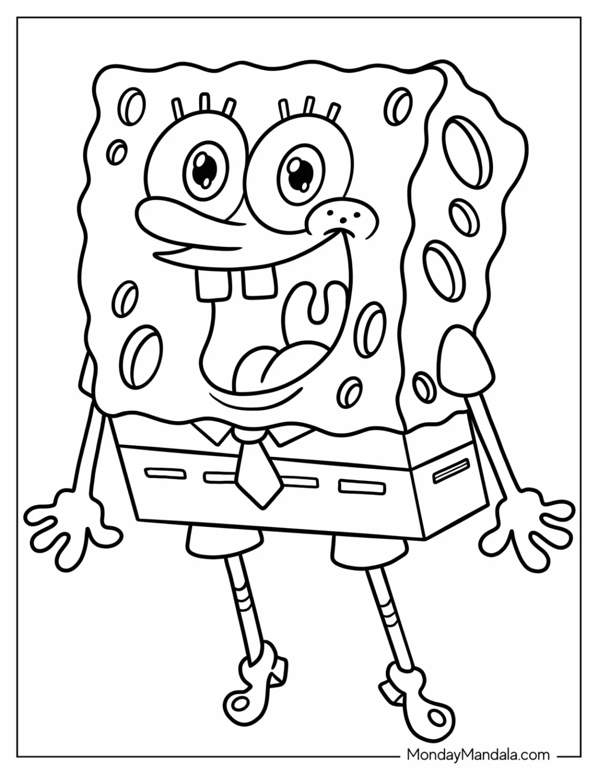 Nickelodeon Coloring Page Of Smiling SpongeBob For Preschoolers coloring page