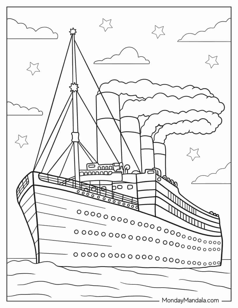 Coloring Page of Titanic Front View coloring page
