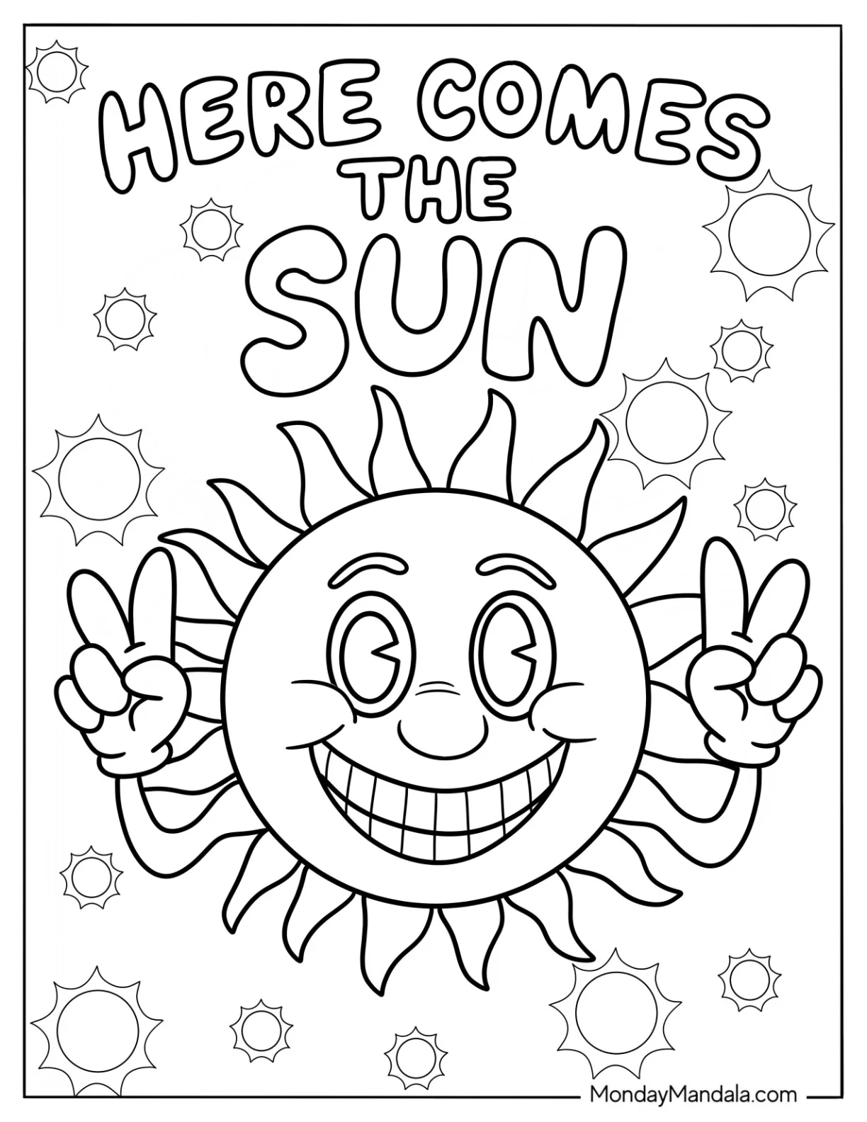 Here Comes The Sun Summer Coloring Page coloring page