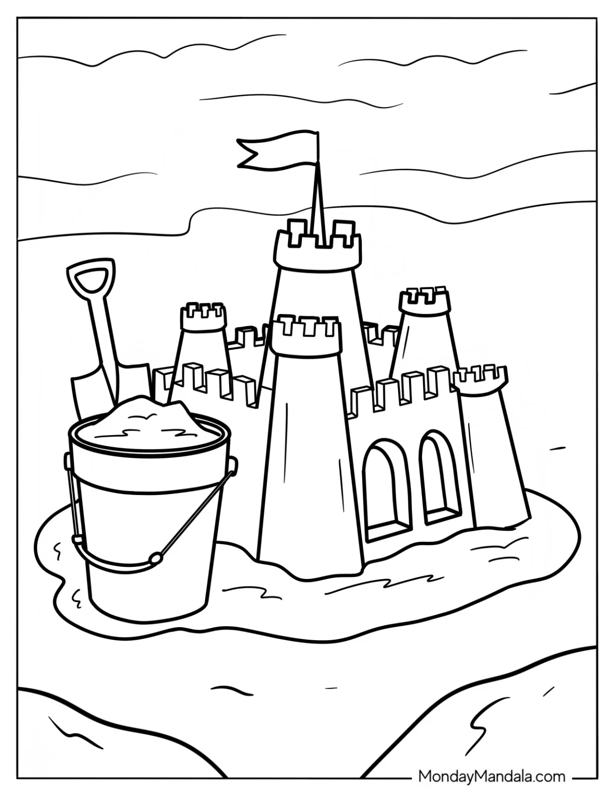 Summer Coloring Page Of Sand Castle For Kids coloring page