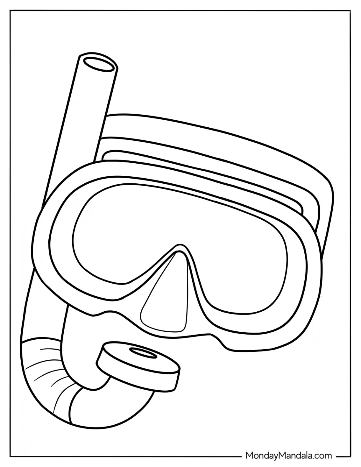 Summer Coloring Page Of Snorkeling Gear coloring page — printable line art