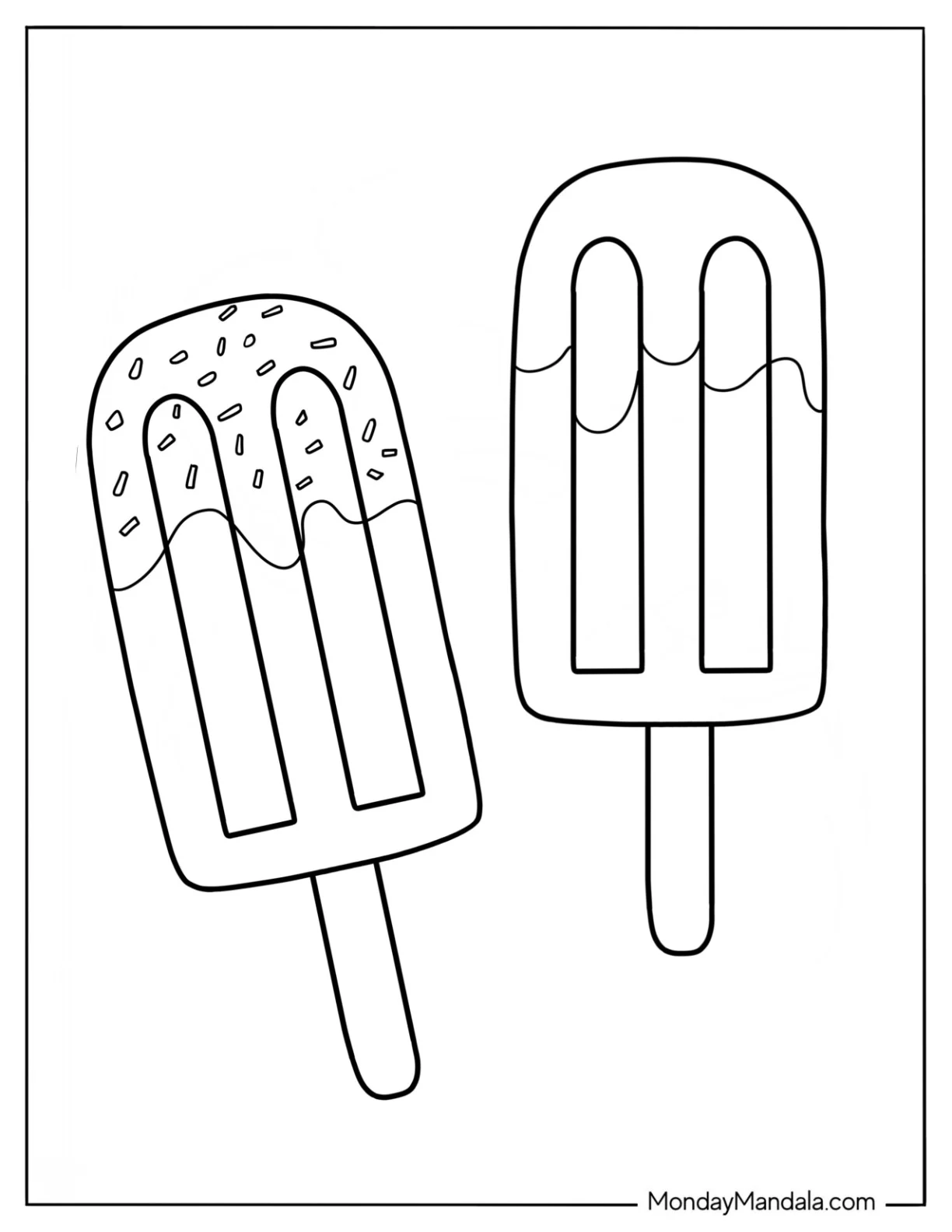 Two Popsicles Melting In The Summer Coloring Page For Kids coloring page