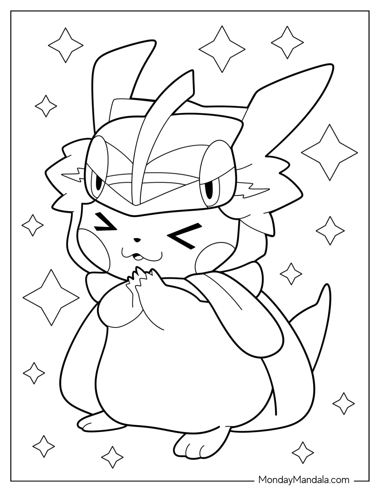 Cute Pikachu In Greninja Costume Coloring Page coloring page