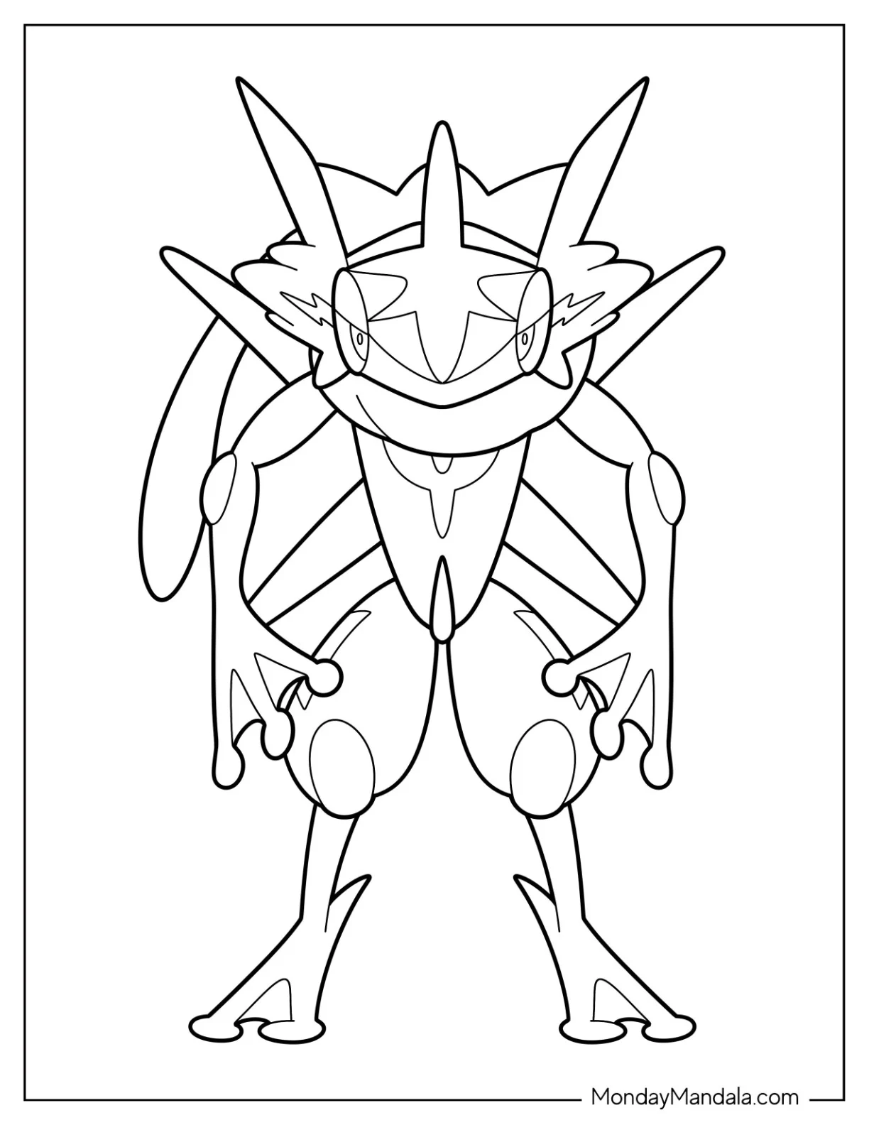 Full Body Greninja Outline Coloring Sheet For Kids coloring page