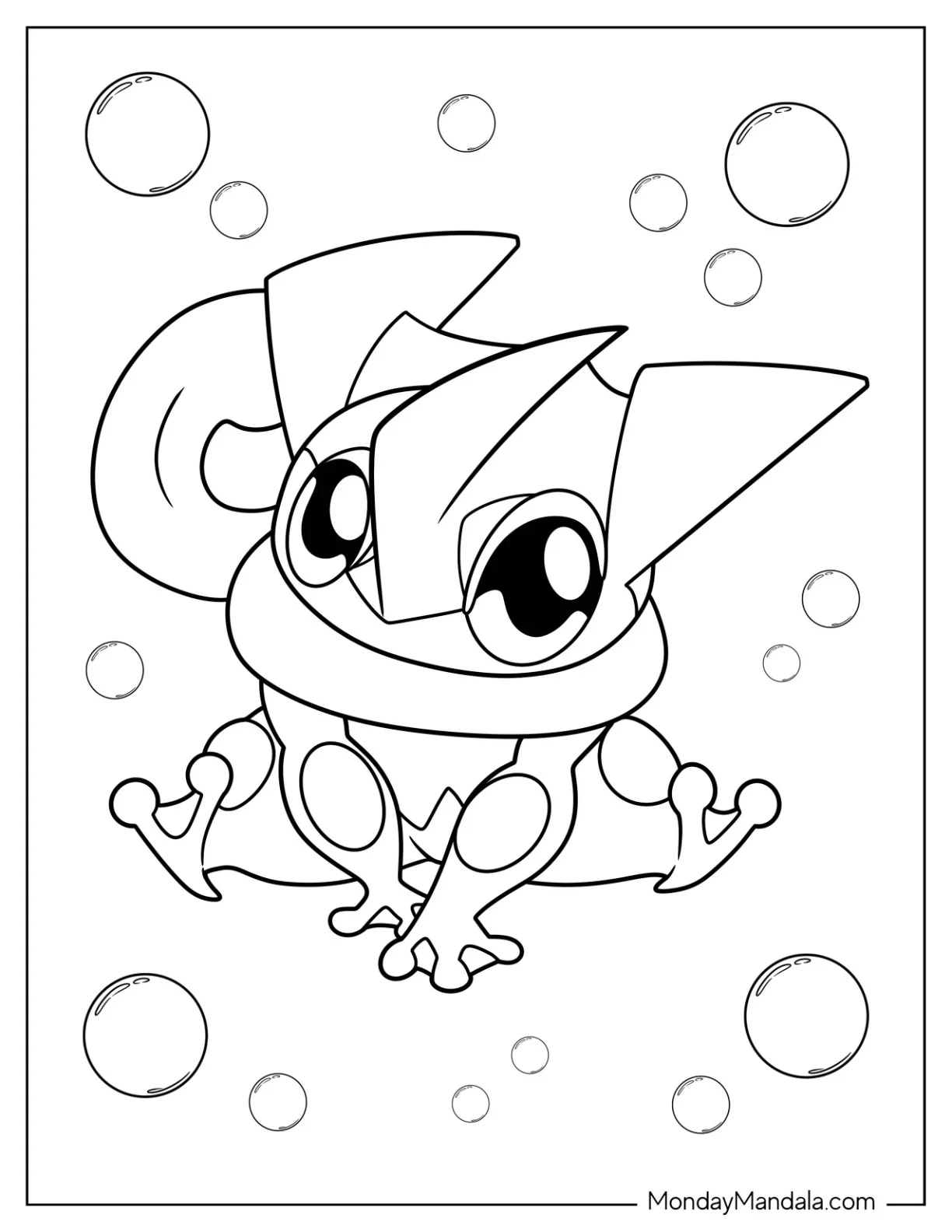 Kawaii Chibi Greninja Coloring Page For Preschoolers coloring page