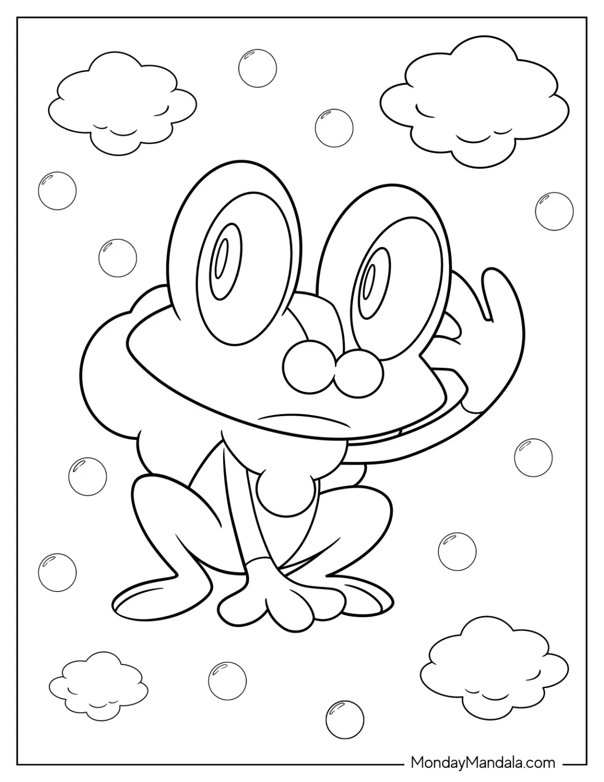 Kawaii Froakie Coloring Sheet For Preschoolers coloring page