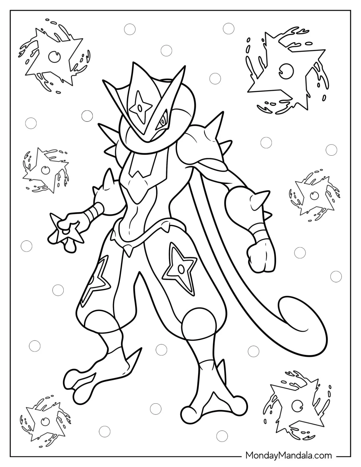 Mega Greninja Coloring Sheet For Kids coloring page