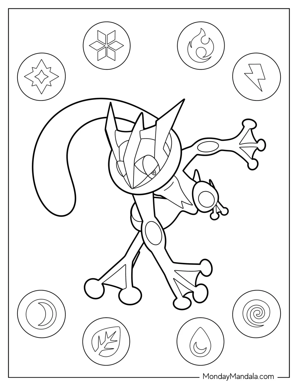 SImple Greninja Outline Coloring Page coloring page