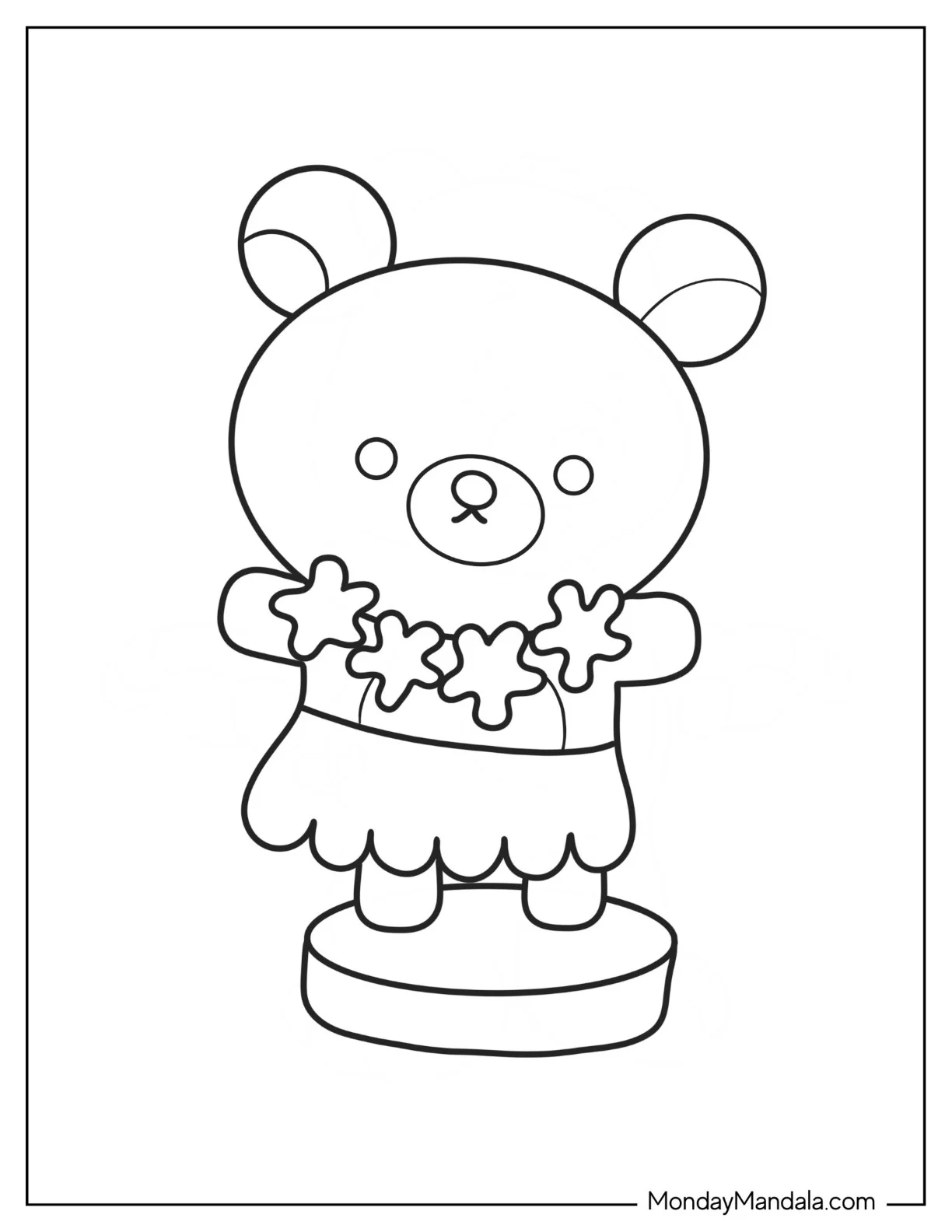 Rilakkuma Coloring Page Of Chairokoguma Hula Dancing coloring page — printable line art