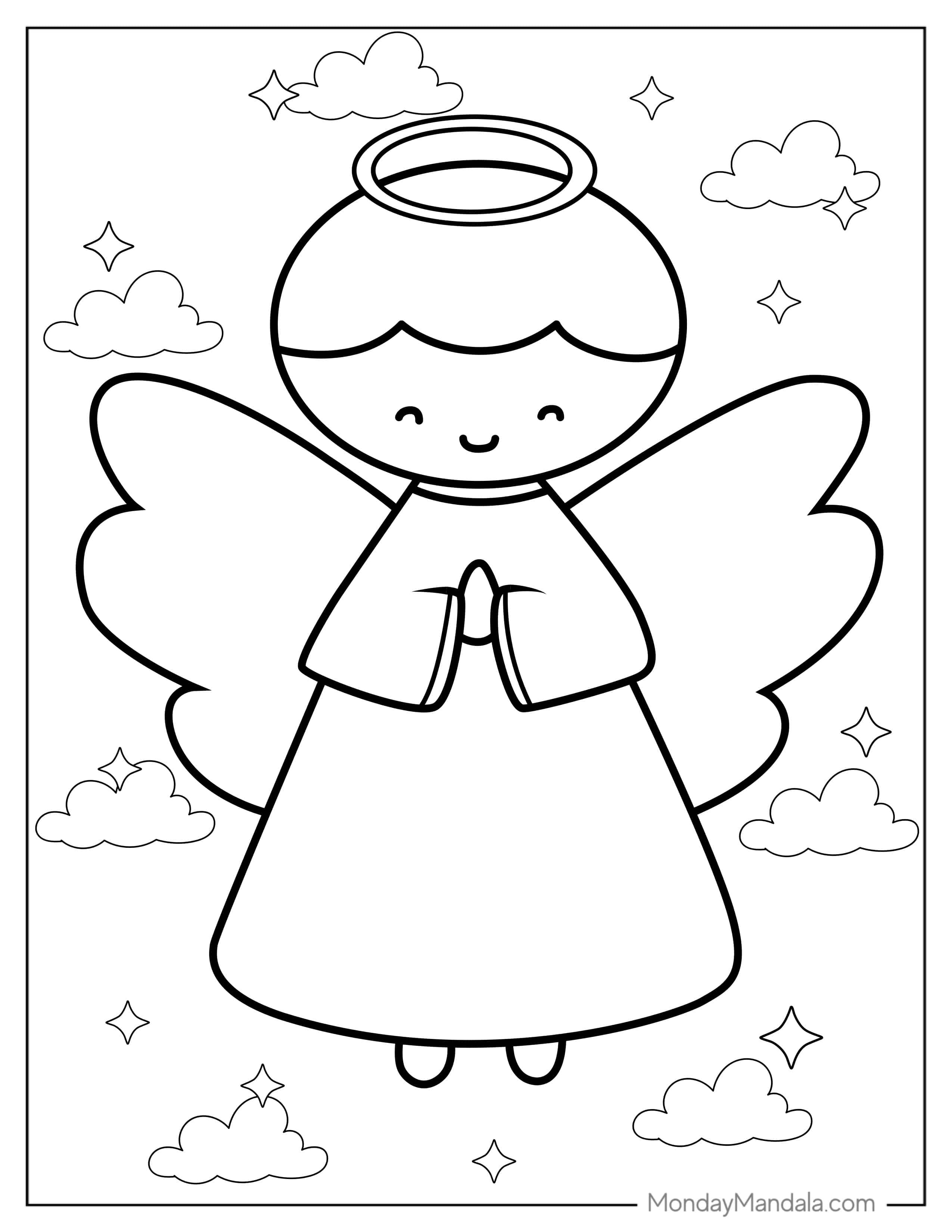 Coloring Page Of An Angel For Preschoolers coloring page