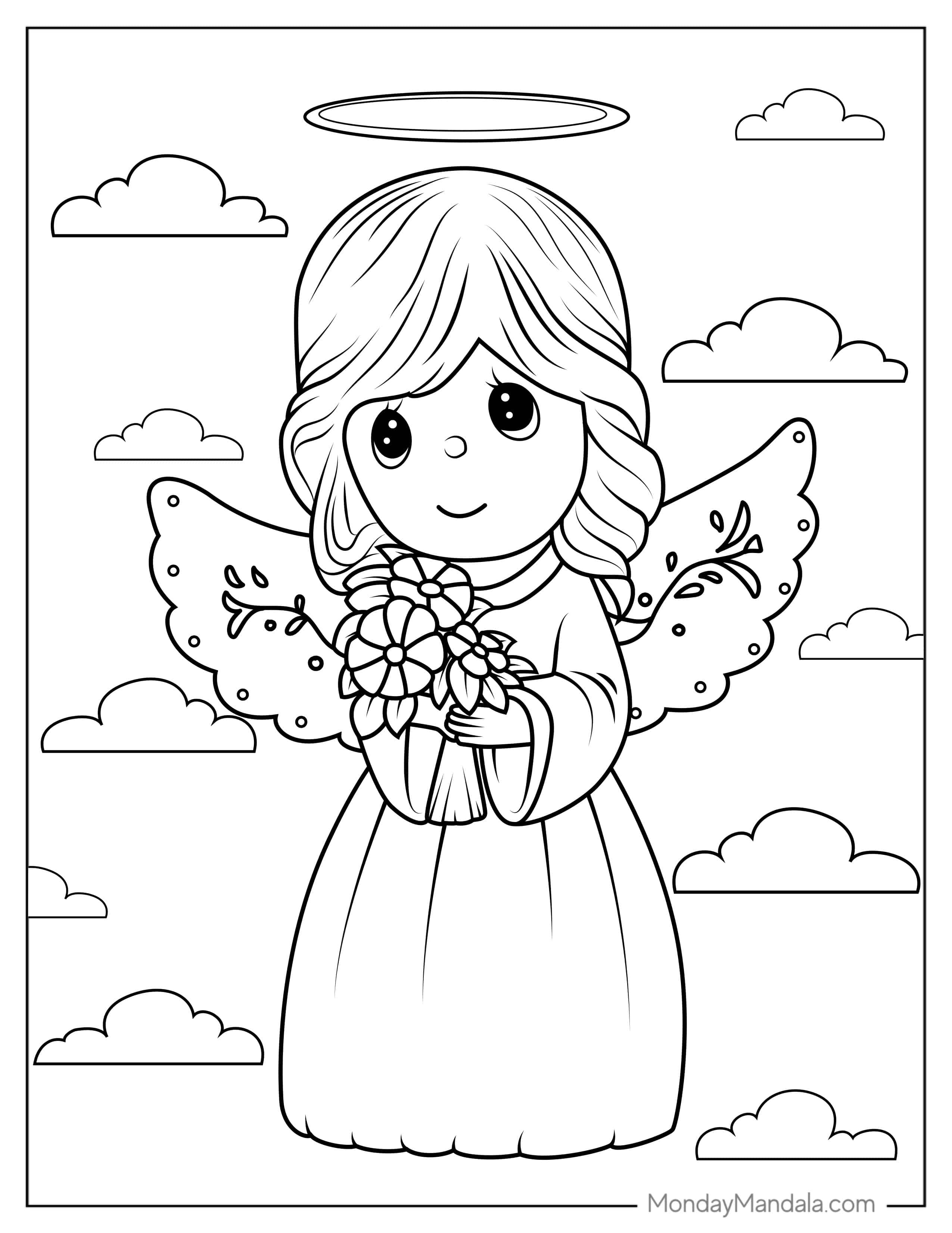 Cute Kawaii Angel To Color coloring page