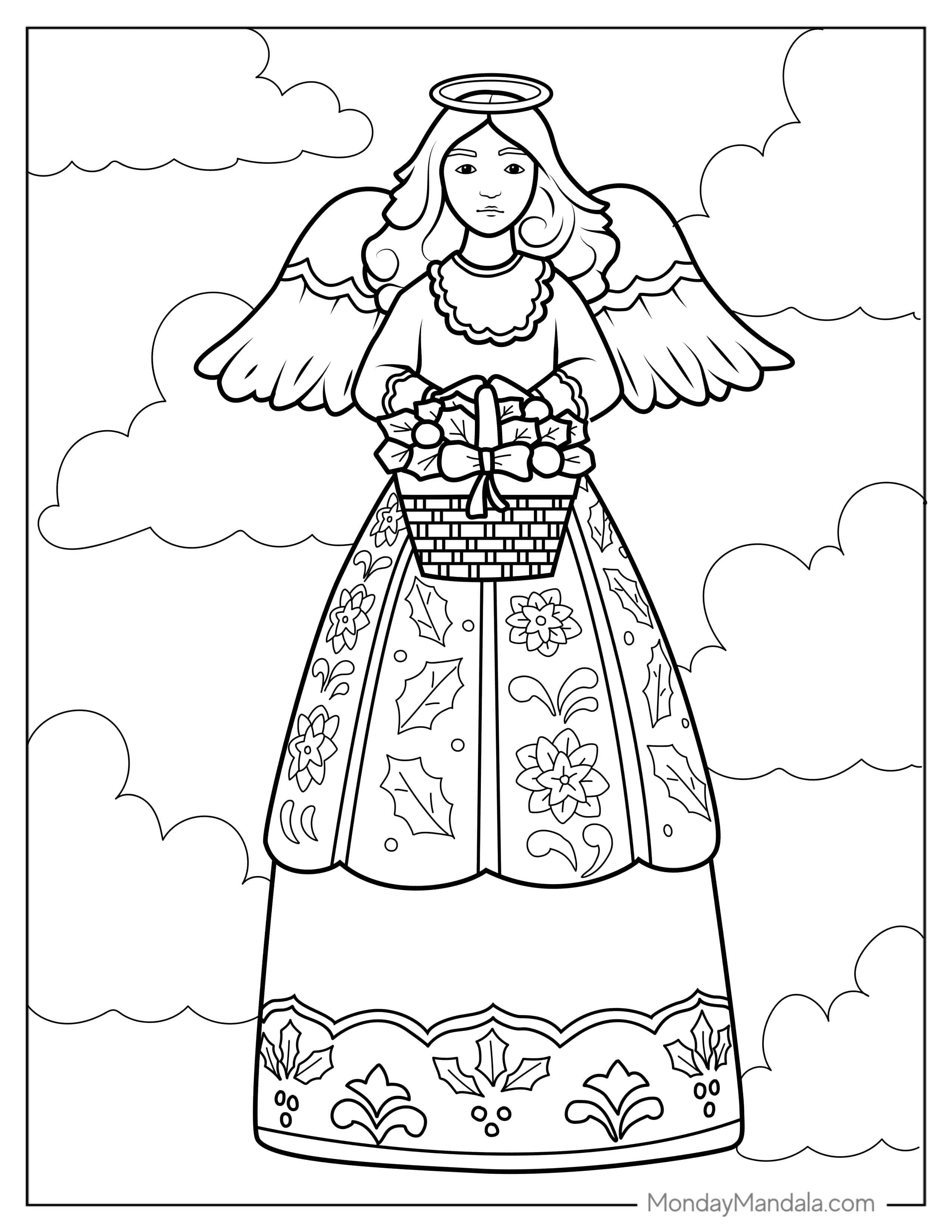 Eternal Angel In Heaven Coloring Page coloring page — printable line art
